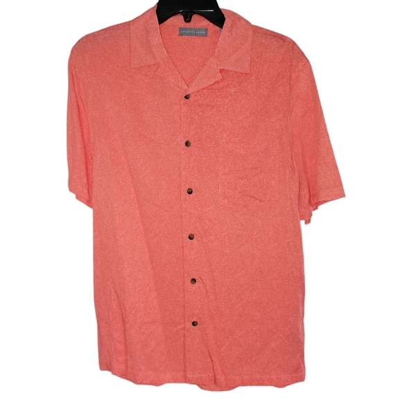 Geoffrey Beene size small men's camp shirt button down ditzy floral coral combo - Picture 1 of 8